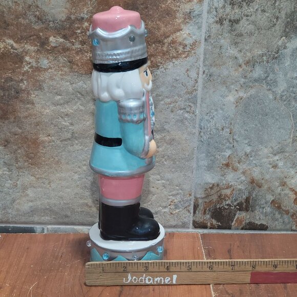 Lights Up Ceramic Nutcracker Christmas Decor Repaired Chip - Picture 9 of 13